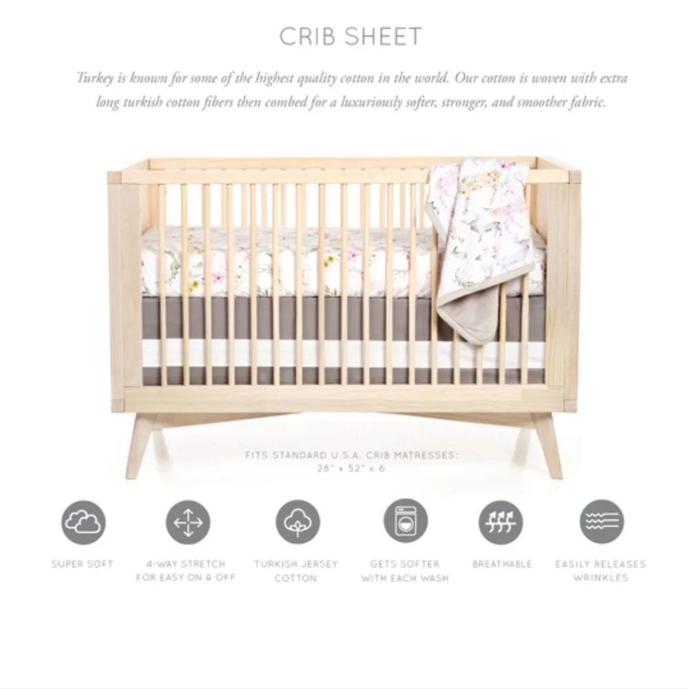 Oilo Fawn Jersey Crib Sheet- Blush - Picture 2 of 9